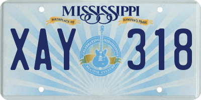 MS license plate XAY318