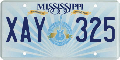 MS license plate XAY325