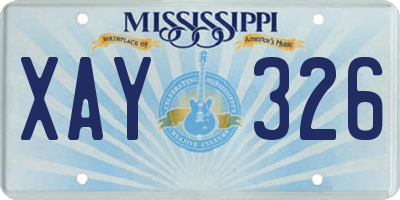 MS license plate XAY326