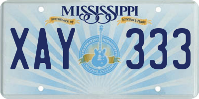MS license plate XAY333