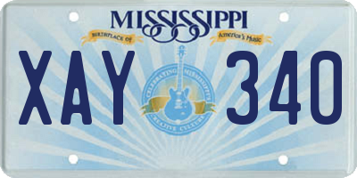 MS license plate XAY340