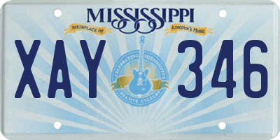 MS license plate XAY346