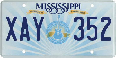 MS license plate XAY352