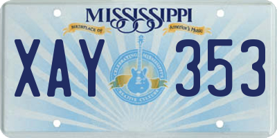MS license plate XAY353