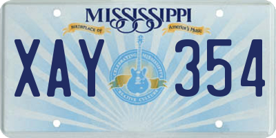 MS license plate XAY354