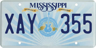 MS license plate XAY355