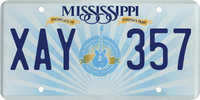 MS license plate XAY357