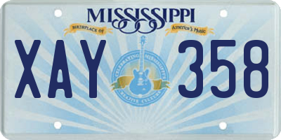 MS license plate XAY358