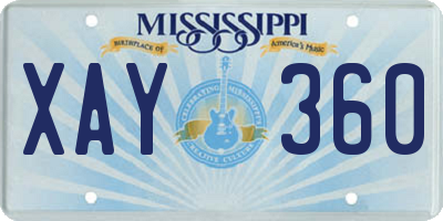 MS license plate XAY360