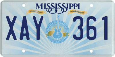 MS license plate XAY361