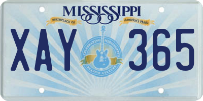 MS license plate XAY365