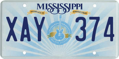 MS license plate XAY374