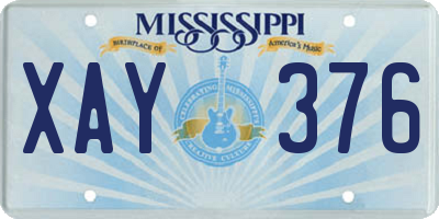 MS license plate XAY376