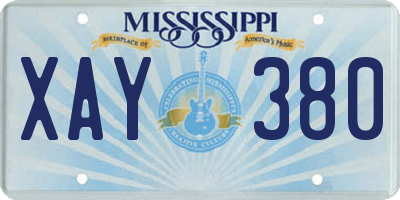MS license plate XAY380