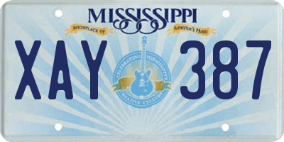 MS license plate XAY387