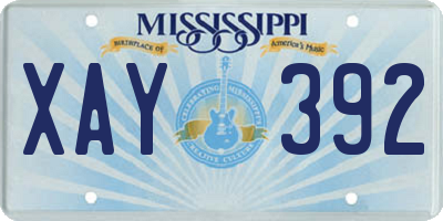 MS license plate XAY392