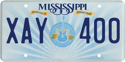 MS license plate XAY400