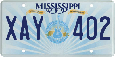 MS license plate XAY402