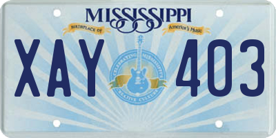 MS license plate XAY403