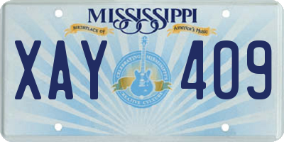 MS license plate XAY409