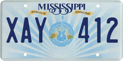 MS license plate XAY412