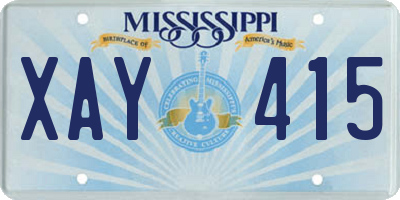 MS license plate XAY415