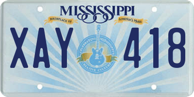 MS license plate XAY418