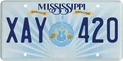MS license plate XAY420