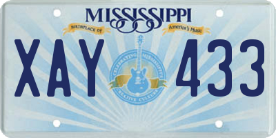 MS license plate XAY433
