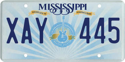 MS license plate XAY445