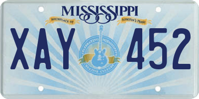 MS license plate XAY452