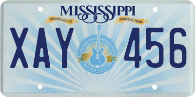 MS license plate XAY456