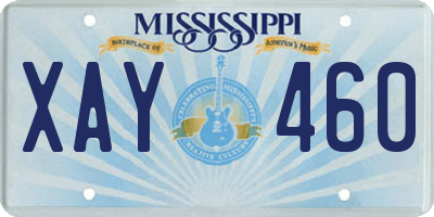MS license plate XAY460