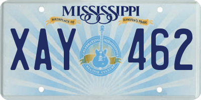 MS license plate XAY462