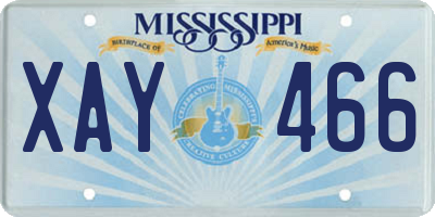 MS license plate XAY466