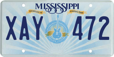 MS license plate XAY472