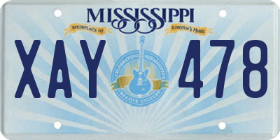MS license plate XAY478