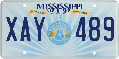 MS license plate XAY489