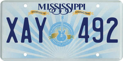 MS license plate XAY492