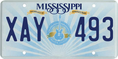 MS license plate XAY493
