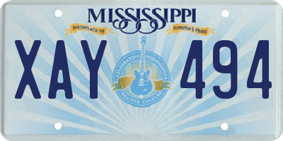 MS license plate XAY494