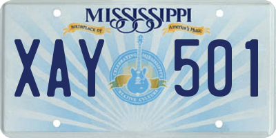 MS license plate XAY501