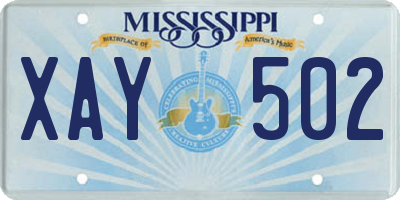 MS license plate XAY502