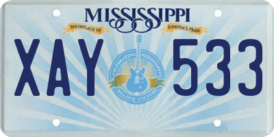 MS license plate XAY533