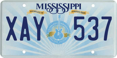 MS license plate XAY537