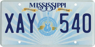 MS license plate XAY540