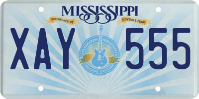 MS license plate XAY555