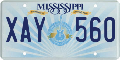 MS license plate XAY560