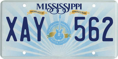 MS license plate XAY562
