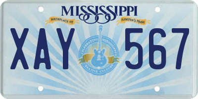 MS license plate XAY567